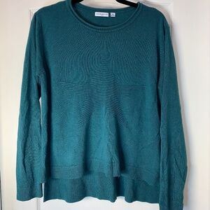 Jacqueline de Yong Turquoise Star Knit Sweater Soft Lightweight Hi-Low Hem Size
